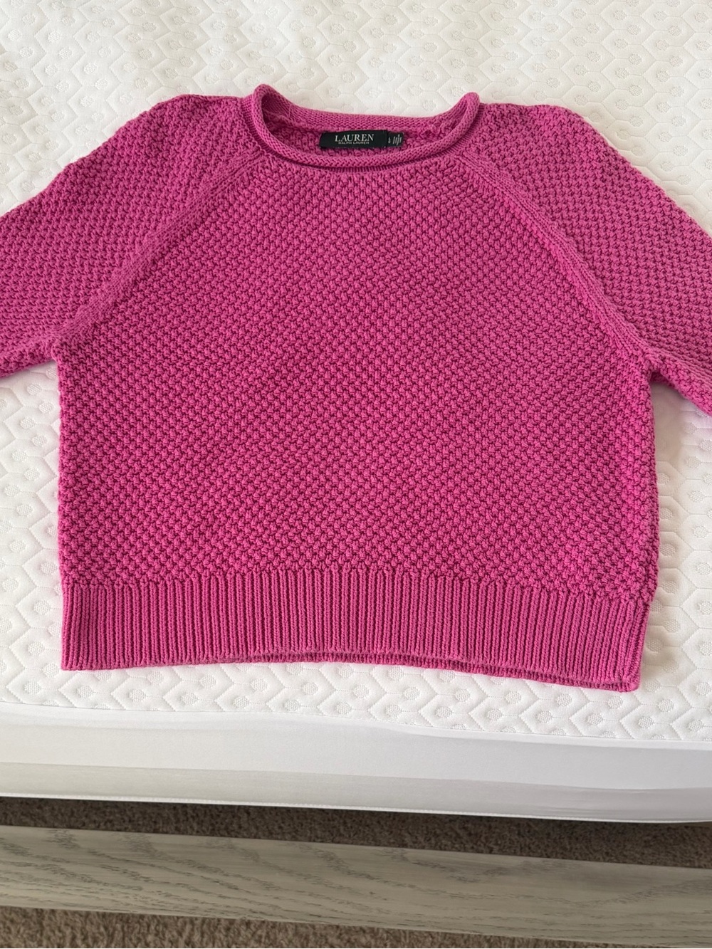 Ralph Lauren Raspberry Pink Textured Crewneck Sweater